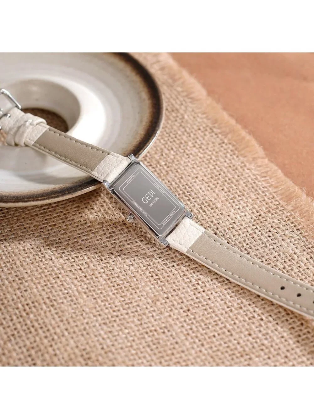 Women's White And Silver Analog Ultra-Thin Rectangle Vintage Square Wrist Watch